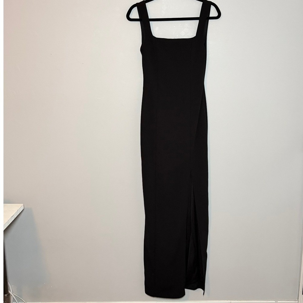 Lulus Baby You're The One Black Bodycon Midi Dress Tank Side Slit Size: S
